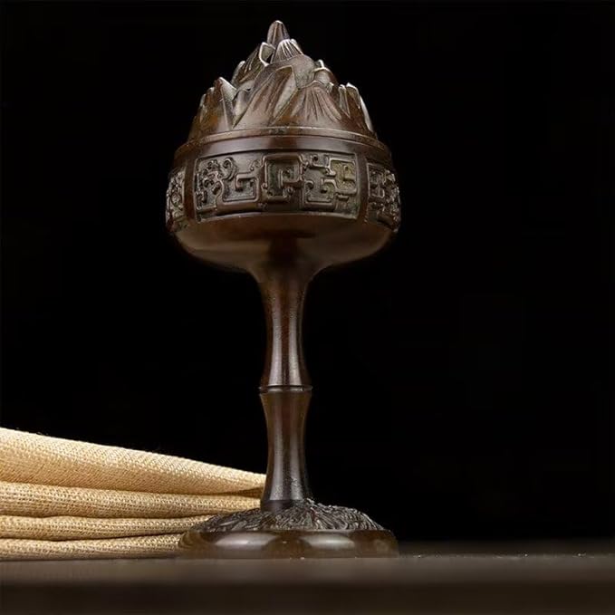 Copper Incense Burner Chinese Brass Incense Burner Kit Traditional Zen Incense Burner Antique Style Office Yoga Home Decor 3 * 3 * 7.1IN 1.3LB