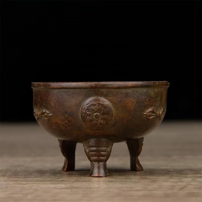Incense Burner Chinese Incense Holder Brass Incense Burner Zen Copper Incense Burner Antique Style Home Office Fengshui Decor 2.6 * 2.6 * 3.5IN 0.6LB
