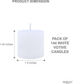 Hosley Set of 144 Unscented White Votive Candles – Bulk Pack, Clean-Burning, Long-Lasting 10-12 Hour Burn Time – Ideal for Weddings, Home Décor, Spa, and Events