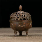 Incense Burner Chinese Incense Holder Brass Incense Burner Zen Copper Incense Burner Antique Style Home Office Fengshui Decor 2.6 * 2.6 * 3.5IN 0.6LB