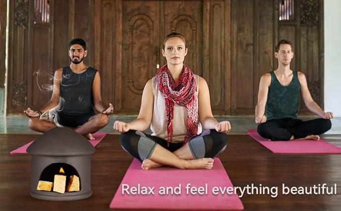 Palo Santo Holder, Sage and palo Santo Stick Burner Holder, Chiminea Incense Holder, Handmade Ceramic Smudge Bowl, Ash Catcher with mini Chimney, for Energy Cleansing, Yoga, Meditation Relaxation