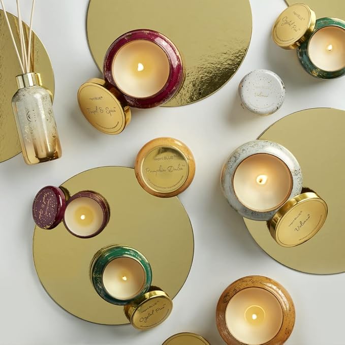 Capri Blue Glimmer Jar Candles - Luxury Holiday Scented Candles for Home - Long Lasting Soy Wax Blend - Scented Holiday & Home Decor - Pumpkin Dulce Signature Jar (19 oz)