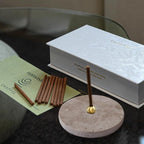 Namaste Meditation Set – Natural Yoga Incense Sticks with Travertine Incense Holder – Aromatic Gift Box for Meditation, Relaxation & Mindfulness