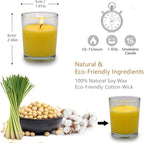Small Citronella Candles Outdoor and Indoor Soy Wax Votive Candles for Party Dinner and Camping - 12 Hours Burn Time, Set of 12