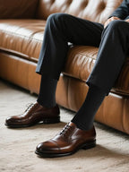 COTTON DAY Men's Premium Soft Combed Cotton Trouser Dress Socks Seamless Toe Black Navy Blue Striped