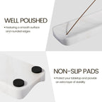 Koville Marble Incense Holder, Incense Holder for Sticks, Incense Sticks Holder Ash Catcher for Meditation Yoga SPA, Natural Stone Incense Burner, Home Table Decor (White)