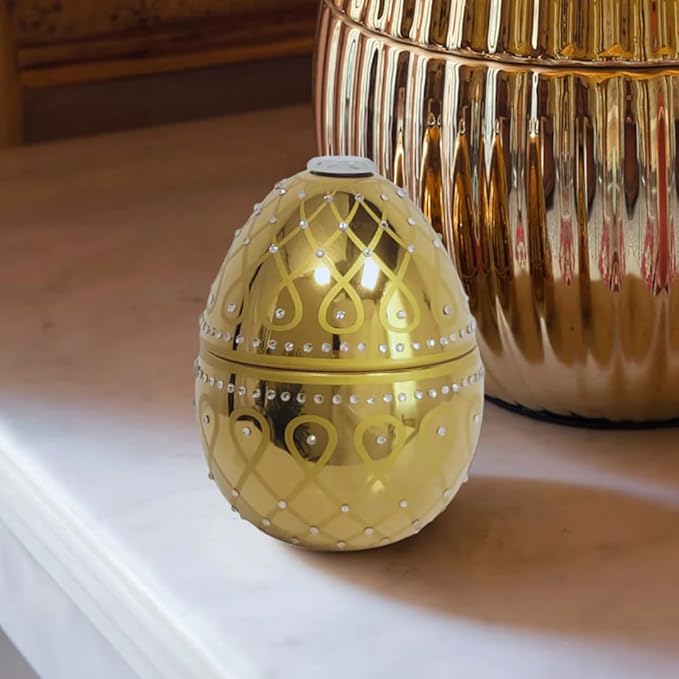 Easter Egg Candle| Egg-Shaped Scented Candle | Housewarming Decorative Gift | Soy Wax | 17.5 CM | Spice Rose - Oud - Sandalwood | Gift for Anniversary, Graduation,Christmas, Birthday, 3 Wicks