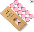 Colored tealight Candles Handmade Organic Tea Lights Set of 10pack Small red Candles 1.5-2 Hours Burn Tea Lights for Valentine's Day, Birthday, Votive Parties ，Home Decoration (Pink)
