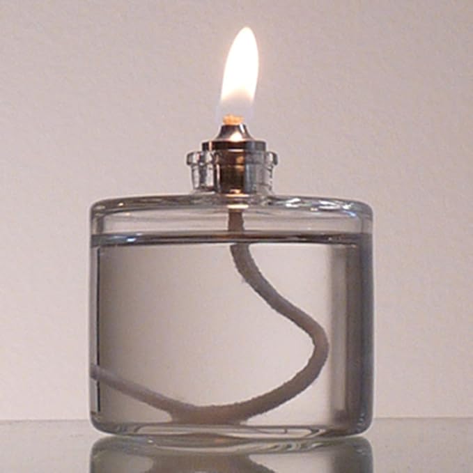 Firefly Fuels Refillable Glass Oil Candle - 2 oz Liquid Candle for Indoor Use, Outdoor Events, Emergency Lighting - Clean Burning with Wick and Holder Included. Use with Liquid Paraffin or Lamp Oil