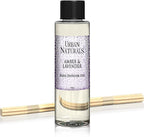 Urban Naturals Reed Diffuser Oil Refill Amber & Lavender, Soothing Lavender, Warm Amber, Calming Room Scent, 4 oz + Free Reed Sticks, Made in The USA