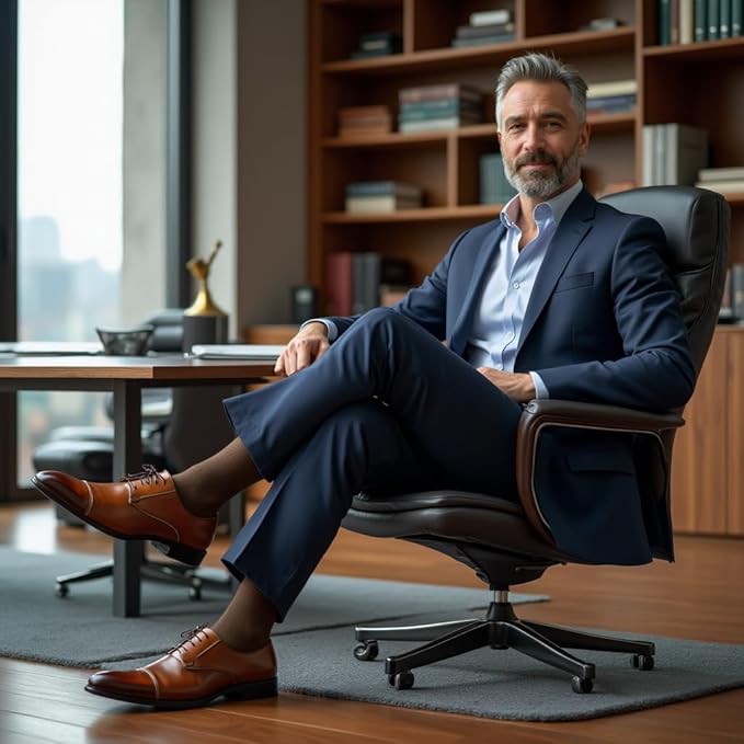 7BigStars Mens Dress Socks – 6 Pairs Crew, Soft Stay Up, Cotton Comfort for Business, Office, Big and Tall, Breathable