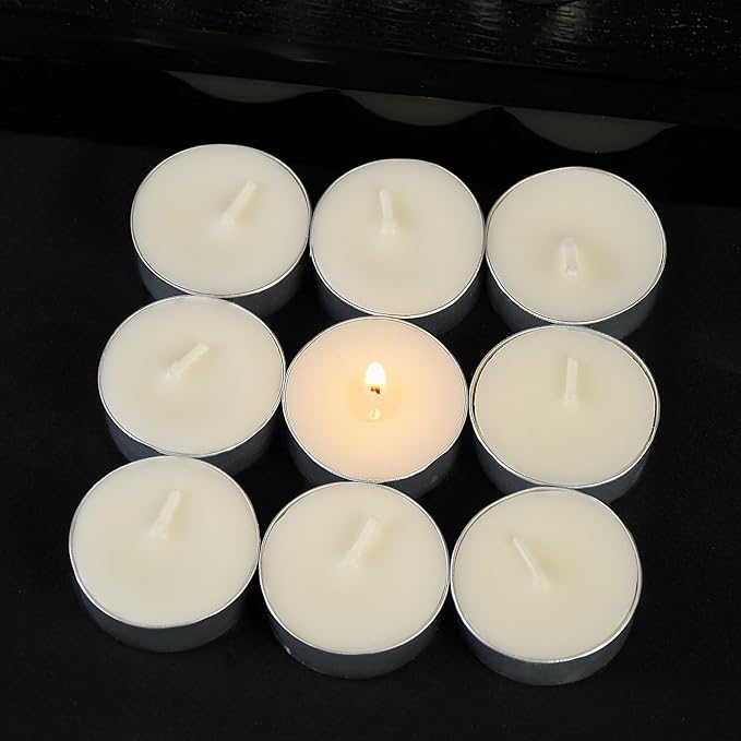 100 Pack Soy Tealight Candles - 100% Natural Soy Wax,4 Hours Long Burning,Unscented White Tea Candles Bulk for Party Centerpieces,Sabbath,Wedding