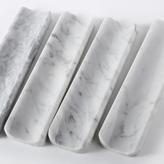 Koville Italian Carrara Natural Marble Incense Holder, Incense Holders for Sticks, Incense Burner Holder, Ideal for Meditation and Relaxing, Easy to Clean(Bianco Carrara)