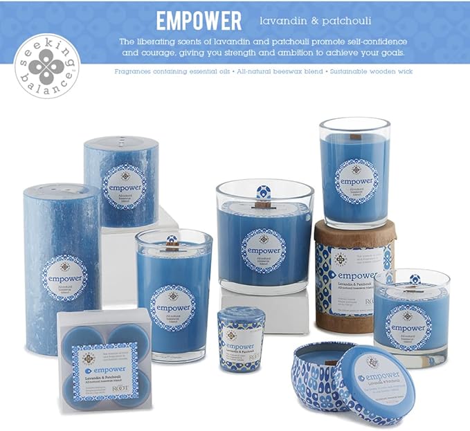 Root Candles Seeking Balance Wood Wick Spa Candle Aromatherapy Candles, 4-Ounce Travel Tin, Empower: Lavandin & Patchouli