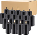Set of 20| 2 “x4” Tall Black Pillar Candles, Unscented. Buy Bulk. Great for Home Decor, Weddings, Emergency Lights, Spas, Parties, Halloween.