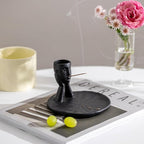 Incense Holder Modern Ceramic, Creative Incense Burner Head Sculpture Figurine Jewelry Dish Trinket Tray Incense Ash Catcher for Burning Sage Stick Unique Gift Home Decor - Black