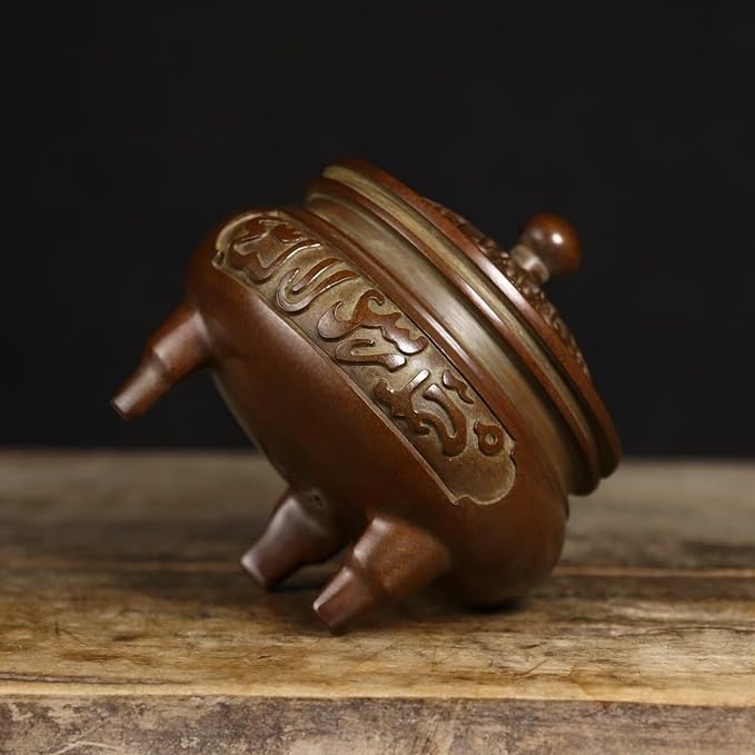 Brass Incense Burner Chinese Traditional Incense Burner Kit Zen Copper Incense Burner Office Home Yoga Room Sandalwood Burner Decoration Censer