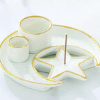 Incense Holder,4 in 1 Palo Santo Holder for Burning Sage and Sticks,5.9" Ceramic Incense Burner,White Candle Holder Ash Catcher Tray for Meditation Home Zen Decor Gift