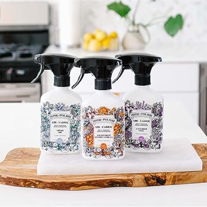 Home-Pourri Air + Fabric Multi-Purpose Odor Freshener Spray, 11 Fl Oz, Up to 570 Uses, Lavender Sage Scent, Room Deodorizer with Essential Oils, for Carpets, Couches, Bedding & Curtains