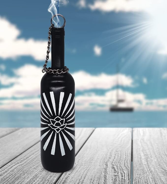 Sermo Glass Bottle Incense Holder Burner (Lotus (Rising) - Black)