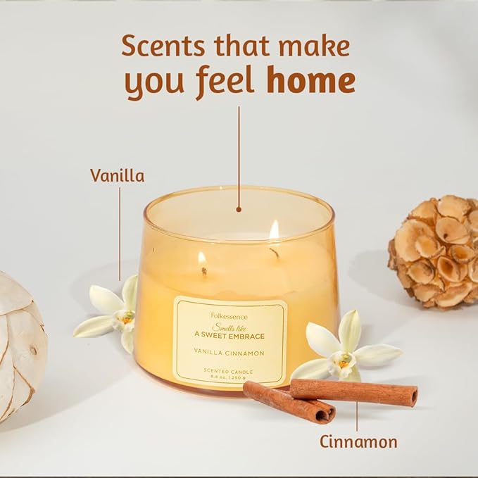 Folkulture Fall Scented Candle | Large 8.81 Oz - Vanilla | Two Wick Soy Candles | Autumn Non Toxic Candles for Relaxing | Long Lasting for Aromatherapy | Thanksgiving & Holiday Gifts for Women