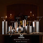 MOZEAL 3" x 6" Hand-Poured Unscented Candle,Dripless Pillar Candle Set of 3,Long Lasting Burning,Approx 120 Hours Burn Time,Rustic Country Style,for Wedding,Dinner,Christmas and Home Decor,Silver