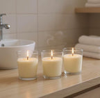 Mister Candle – Set of 9 Unscented Votive Candles in Glass Holders, Hand Poured Soy Wax, 12 Hour Burn Time, White Candles for Weddings, Parties, Spa, Home Décor