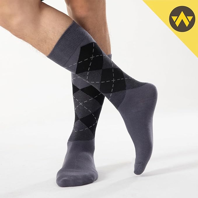 WANDER Men's Dress Socks Cotton Thin Classic Lightweight Socks 6/8 Pairs Solid & Patterned Soft Breathable Socks