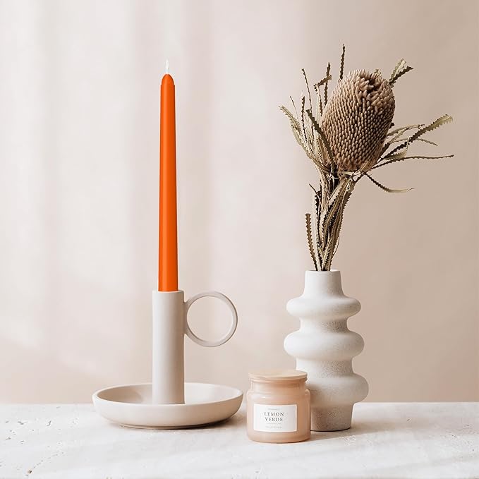 30 Pack Orange Taper Candles - Taper Candles 10 Inch Dripless, Smokeless & Unscented - 8 Hours Long Burning - Ideal for Weddings, Dinner Parties, and Home Decor