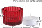 VOHO Red Candle Holders for Table Centerpiece, Tealight Candle Holder Set of 12 for Small Tealight Candles, Glass Votive Candle Holders for Her Valentine Christmas(2 x 1.4 Inch)