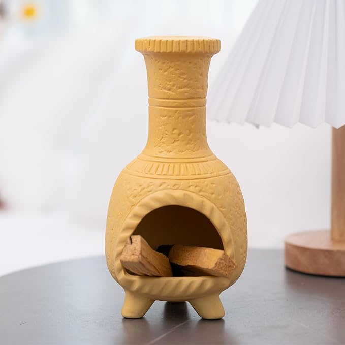 Handcrafted Terracotta Palo Santo Burner - Mexican Style Chiminea Clay Incense Dish & Anxiety Relief, Mini Aromatic Home Altar with Chimney Design, Meditation Gift for Women/Mom
