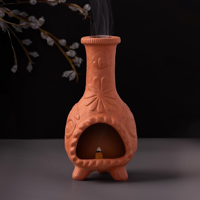 Palo Santo Mini Chiminea – Elegant Ceramic Incense Holder for Cleansing and Relaxation – Handcrafted Sage Texture Stand, Ideal for Meditation and Altars – Durable Design for Sticks Burning
