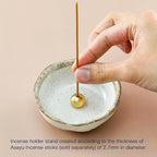 Asayu Japanese Small Mini Incense Holder for Sticks 3.3 inch (83mm), Made in Japan Ceramic Ash Catcher and Brass Incense Burner Set for Yoga, Meditation (Small Pearl Incense Holder)