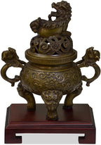 China Furniture Online Iron Imperial Kirin Chinese Incense Burner, Brown