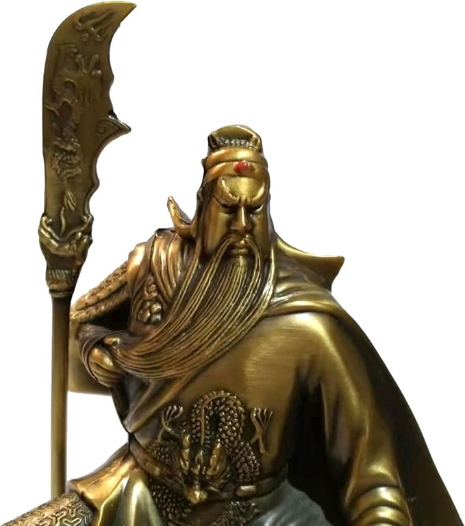 Guan Yu Sitting Statue,Chinese Fengshui Guan Gong Statues,Antique Bronze Finish Statues for Decoration car Home Office Tabletop,Historical Collection Good Lucky Gifts 5.12 Inch