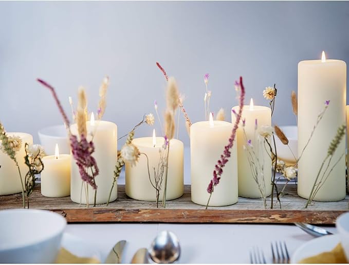 BOLSIUS 6 Ivory Pillar Candles Bulk - 3x9 Inches Candle Set - 116+ Hours Clean Burning - No Palm Oil - 0% Animal Fat - Premium European Quality - Unscented Dripless Any Occasion Pillars