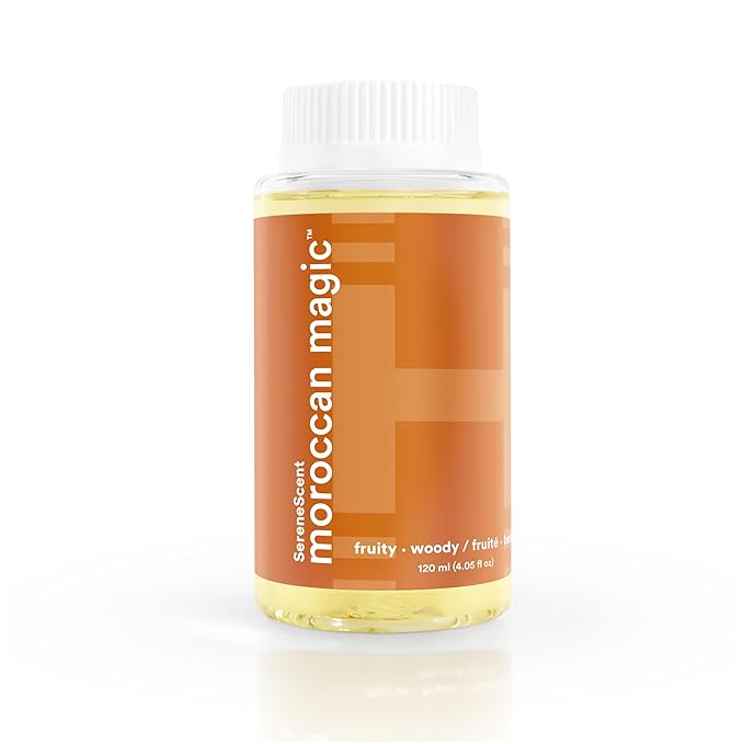 Homedics SereneScent Moroccan Magic, Fruity & Woody Home Fragrance Oil, 120 ml, for use with Homedics SereneScent Waterless Diffuser (ARMH-970/973), Clean & Natural, up to 100% USDA Biobased