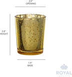 Royal Imports Gold Mercury Glass Votive Candle Holder, Table Centerpiece Tealight Decoration for Elegant Dinner, Party, Wedding, Holiday, Set of 12 (Unfilled)