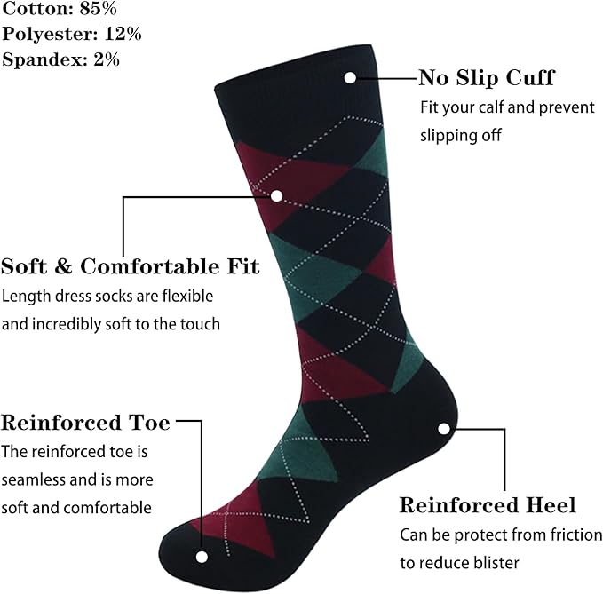 Men's Dress Socks 5 Pairs Mens Cotton Calf Business Formal Socks Soft Breathable Athletic Long Crew Casual Socks
