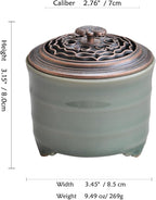 Ceramic Incense Holder with Beauty Lid,Coil Incense Burner for Cone and Powder Incense,Mediation Gift,Home Decor（Light Green）