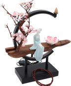 Backflow Incense Holder with LED Light, Chinese Style Ceramic Backflow Incense Burner Perfect for Relaxing or Home Decor (Chinese Style B)