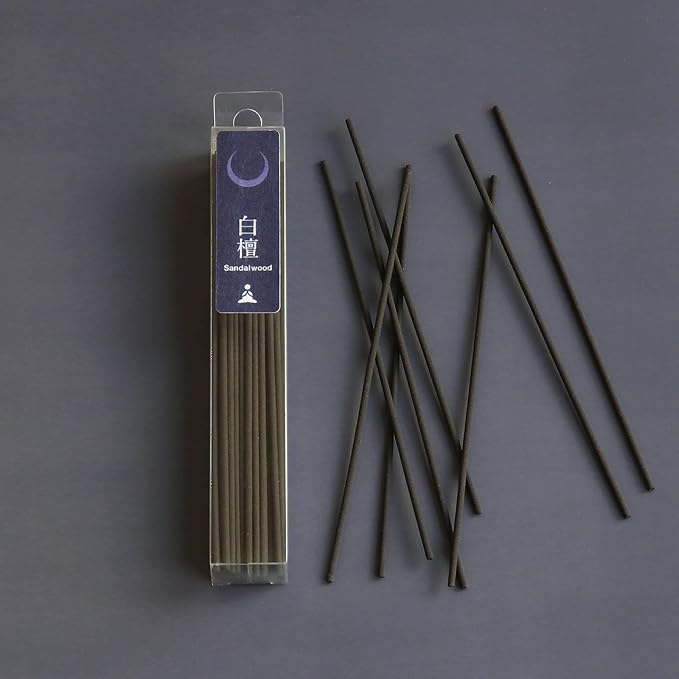 Asayu Japan Low Smoke Incense Gift Set with Incense Holder and Brass Stand, Premium Yoga Set (Lotus & Sandalwood) Incense Sticks with Navy Blue Lotus Holder