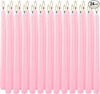 10 Inch Pink Taper Candles Set of 24, Dripless and Unscented Candle Sticks for Dinner, Shabbat, Halloween, Christmas, Wedding, 8 Hours