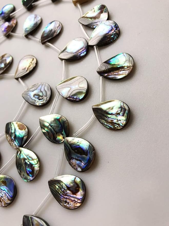 JM Design Natural Abalone Teardrop Shape 15x20mm 20pc Strand