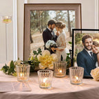 8pcs Vintage Ribbed Votive Candle Holders, Glass Candle Holder for Wedding Table Decor, Tea Lights Candle Holder for Table Centerpiece, Christmas, Holiday Decor