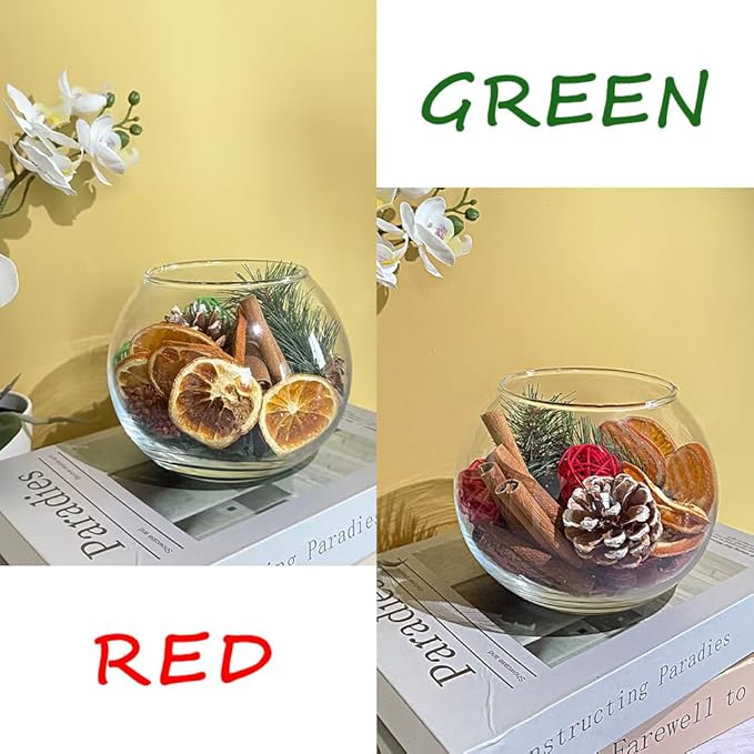 Qingbei Rina Christmas Potpourri Bags,Cinnamon/Apple/Pine Scented Potpourri Bowl Filler,Winter Holiday Decorative Dried Flowers,Home Fragrance Sachet of Petal, Vase Filler,2 Bags,20 oz(Red+Green)