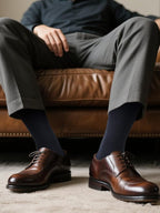 COTTON DAY Men's Premium Soft Combed Cotton Trouser Dress Socks Seamless Toe Black Navy Blue Striped