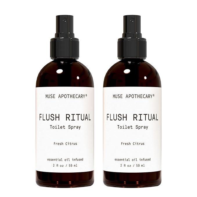 Muse Apothecary Flush Ritual - Aromatic & Refreshing Toilet Spray, Use Before You Go, 2 oz, Infused with Natural Essential Oils - Fresh Citrus, Pack of 2