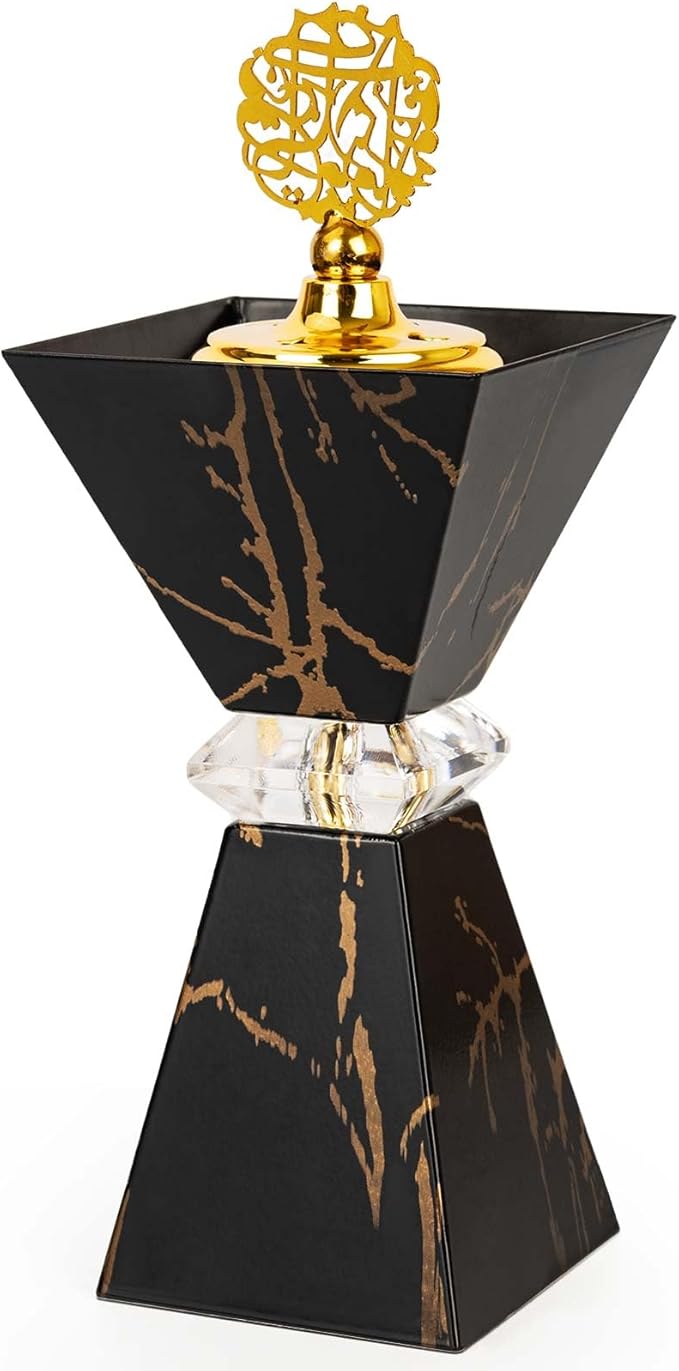 Bakhoor Burner, Charcoal Incense Burner, Frankincense Metal Incense Holder for Yoga, Spa Aromatherapy, Office & Home Decor Gifts, 10.2" Inches Tall (Black)