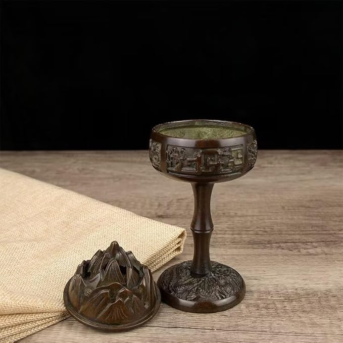 Copper Incense Burner Chinese Brass Incense Burner Kit Traditional Zen Incense Burner Antique Style Office Yoga Home Decor 3 * 3 * 7.1IN 1.3LB